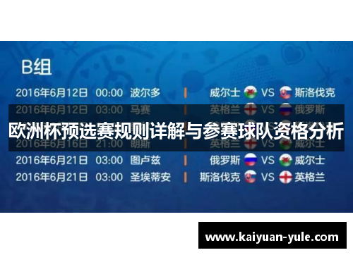 欧洲杯预选赛规则详解与参赛球队资格分析